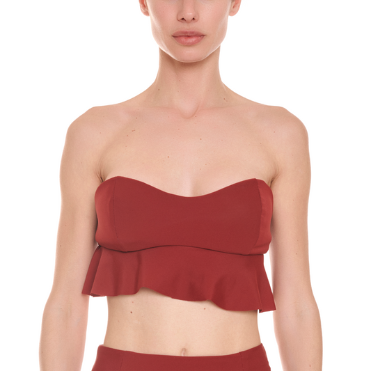 Sagma Flounce - Padded bandeau style bikini top with frill Women’s - Rêve de Rive Swimwear